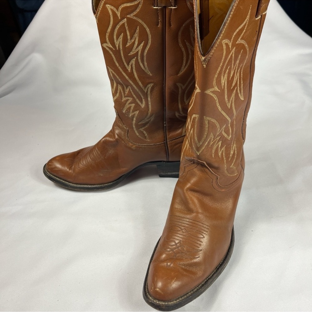 Justin Tan Leather Cowboy Boots